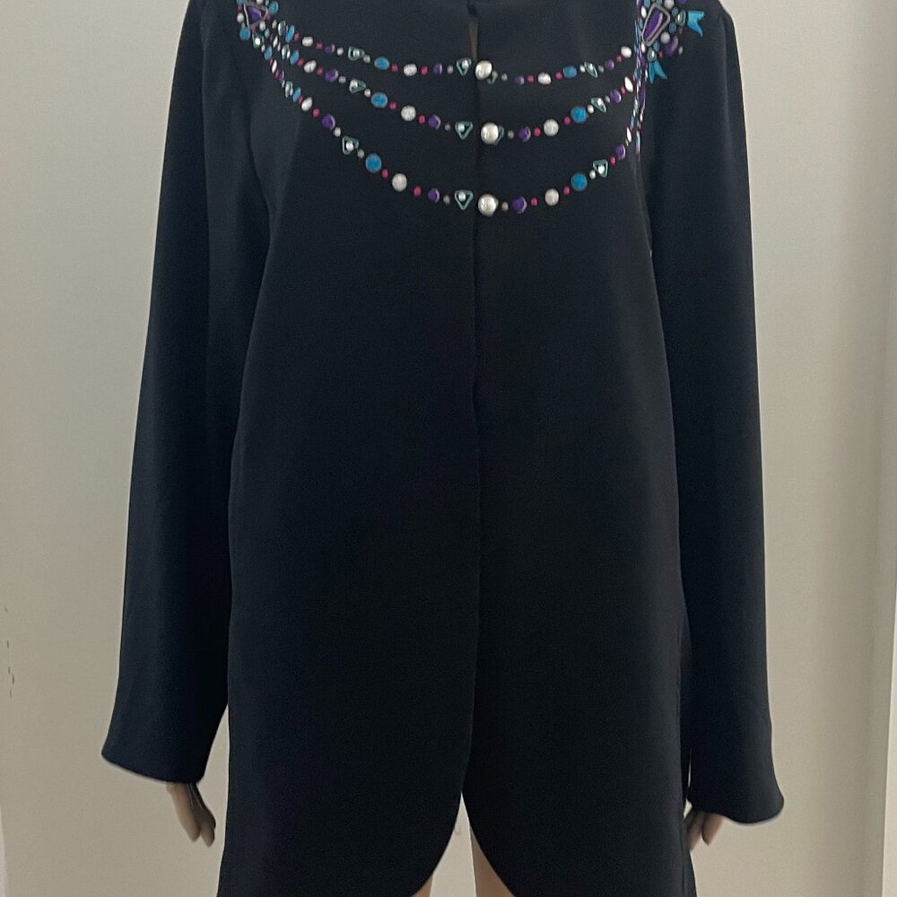 Bob Mackie Gem Detail Blazer with Purple Lazyered Inside Size 1X - Picture 3 of 7